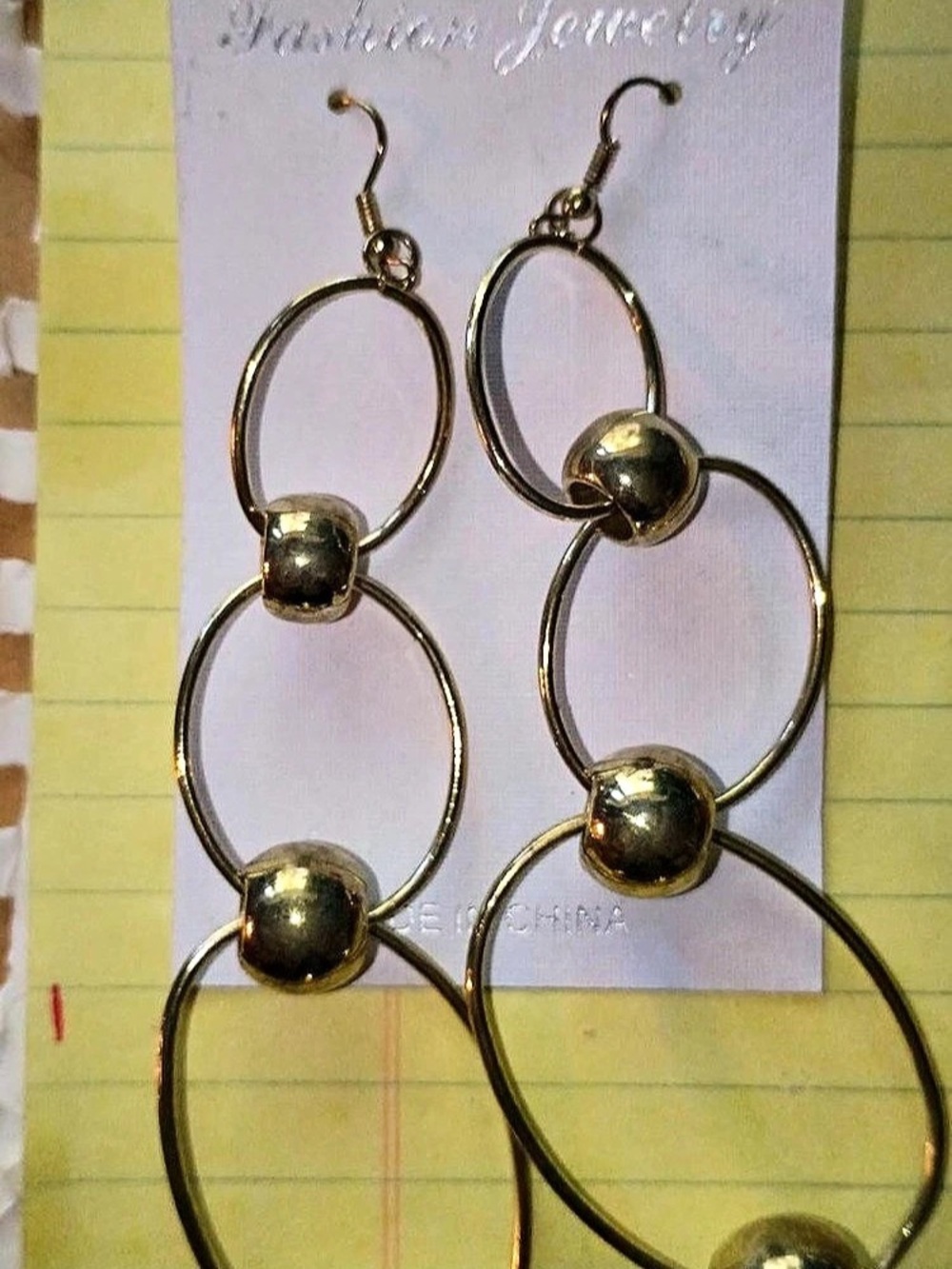 Fashion Jewelry Gold Tone Statement Earrings NWT